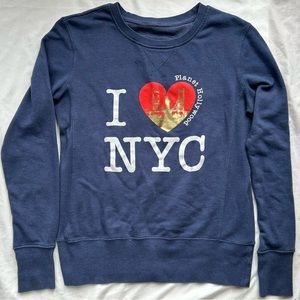 Planet Hollywood, I Love NYC Sweatshirt  size L | Fitted Large Blue I Heart NYC